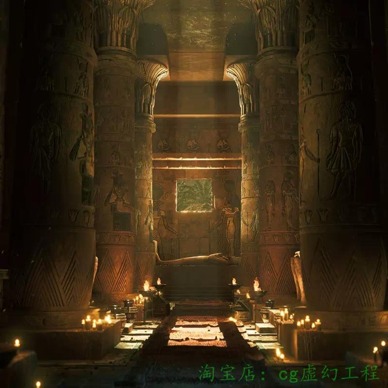 ue5场景法老王遗迹沙漠绿洲埃及神庙虚幻5金字塔热带古建筑包