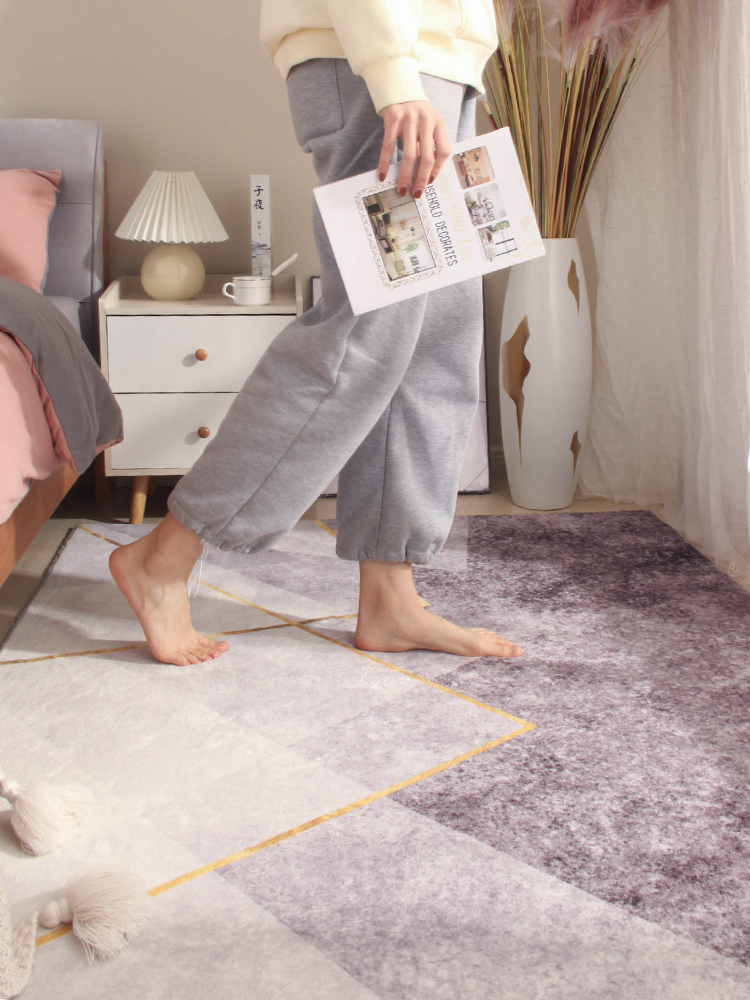 现代简约床边地毯卧室少女床边毯毛绒小长条床前毛毯地垫客厅垫子