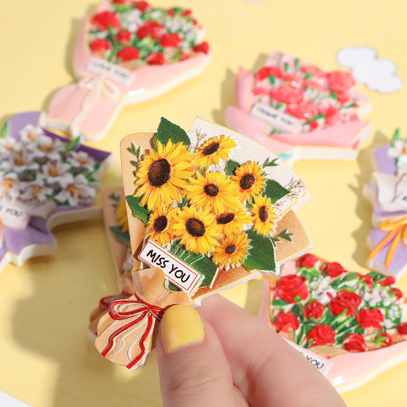 花朵花束树脂冰箱贴创意立体磁力贴卡通磁铁吸铁石圣诞装饰磁贴片