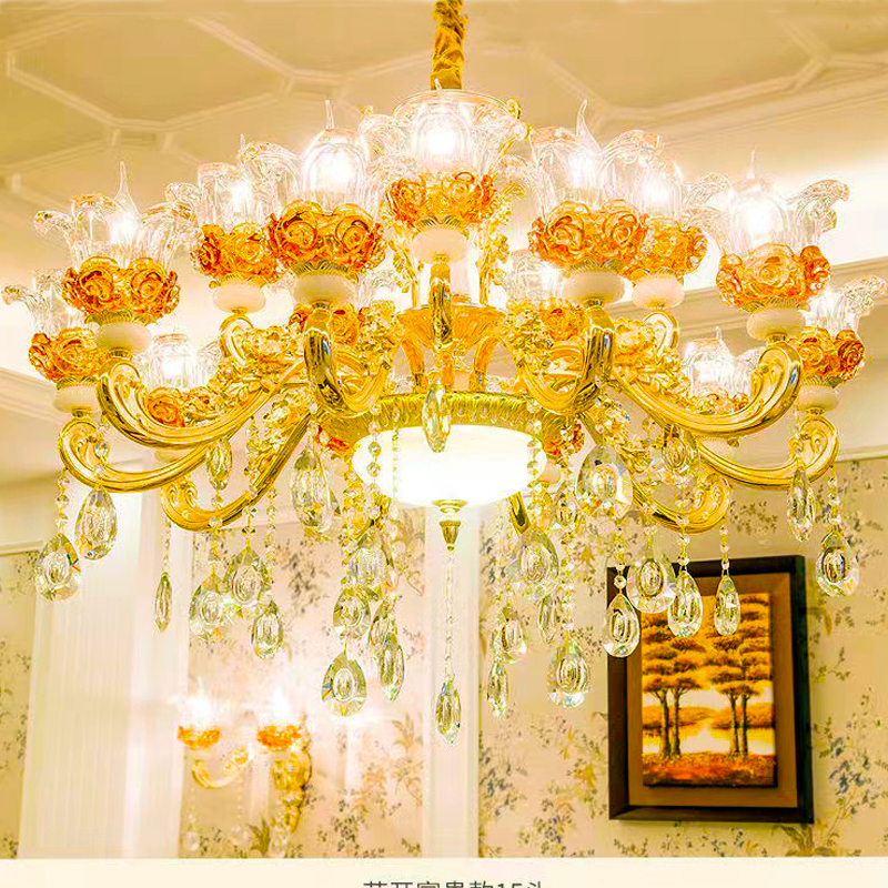 欧式水晶吊灯客厅奢华大气餐厅卧室锌合金蜡烛大厅别墅复式楼灯具