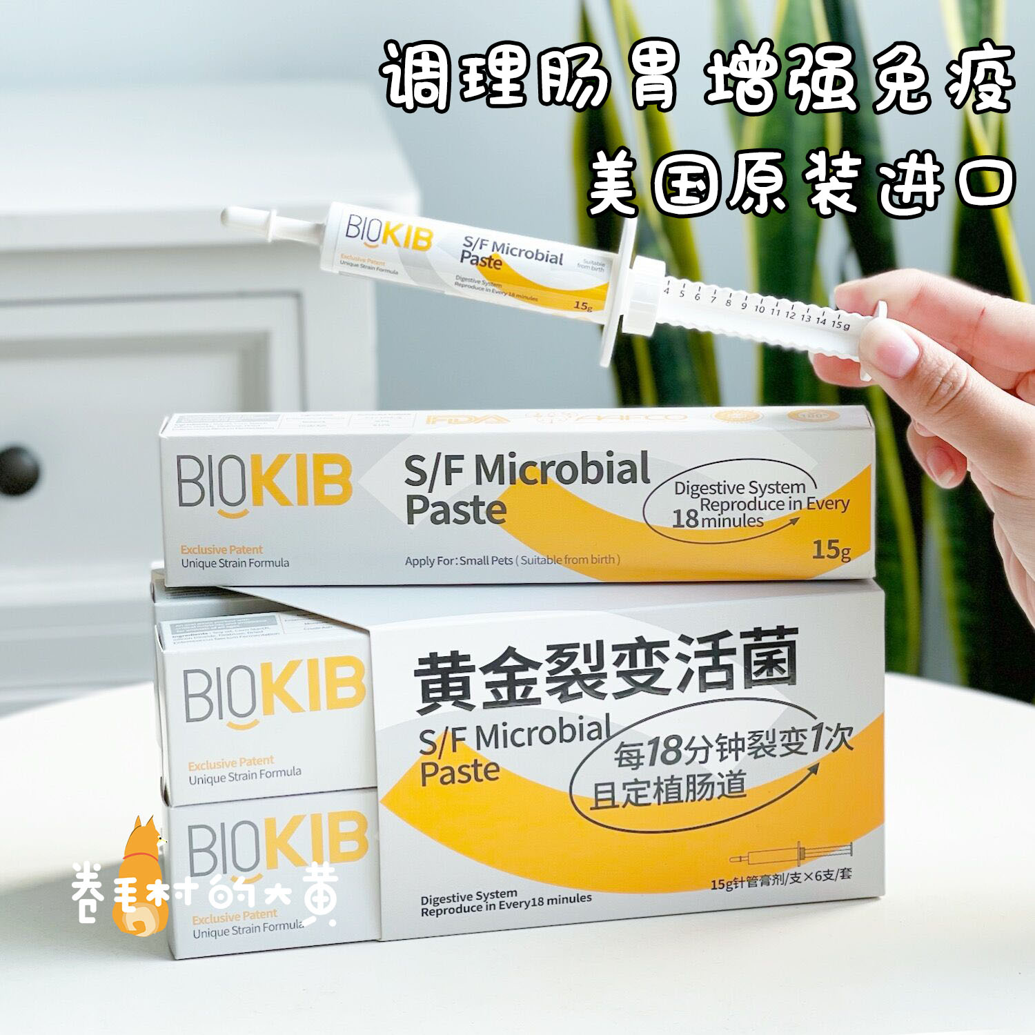 美国进口BIOKIB可爱补黄金裂变活菌益生菌调理肠胃软便拉稀呕吐膏