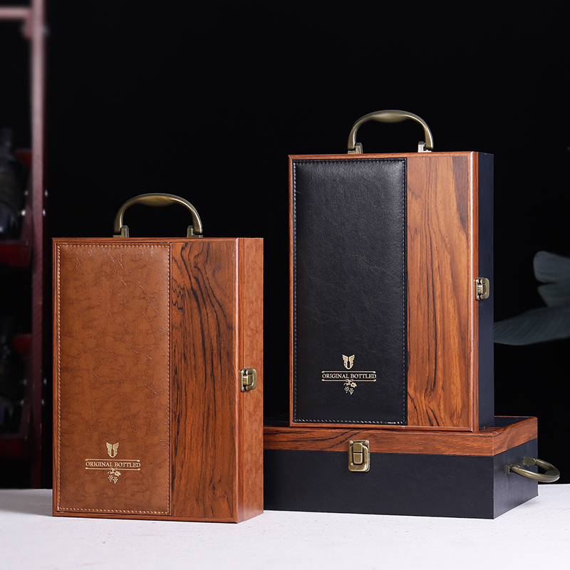 高档红酒盒礼盒 双支装木盒单支葡萄酒包装盒子烤漆酒箱空盒通用