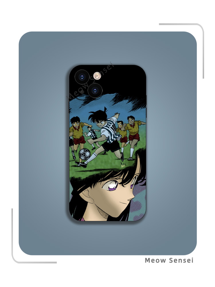 新一小兰名侦探柯南漫画手机壳适用于苹果14/13全包12/11液态硅胶iPhone15ProMax钢化玻璃定制安卓动漫保护壳