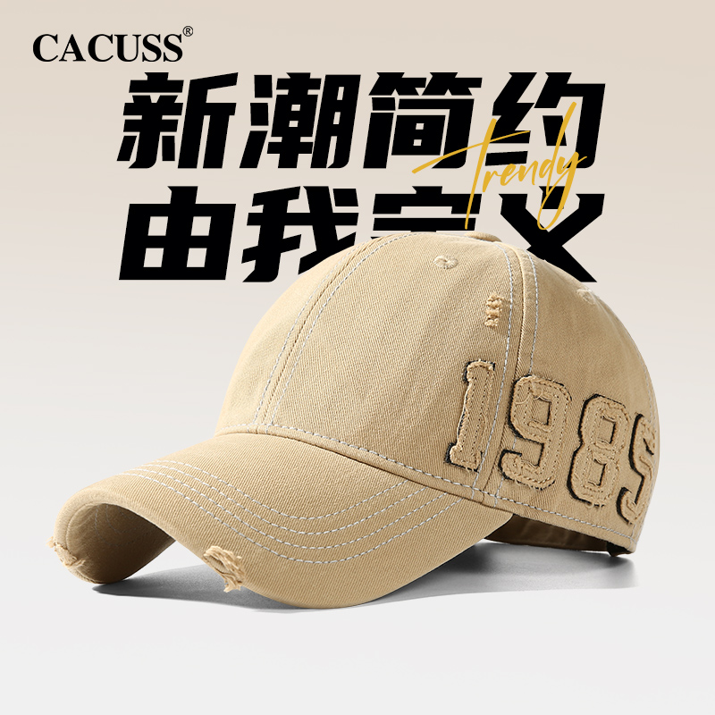 Cacuss棒球帽新款男女百搭大头围软顶纯棉舒适鸭舌帽修饰脸型帽子