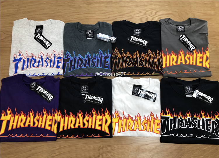 【羔羊House】Thrasher 美版 夏季多色火焰印花潮流短袖T恤情侣款