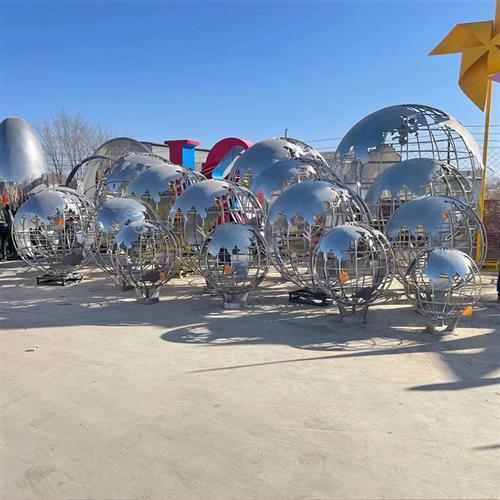 不锈钢地球仪圆形花球旋转镂空球景观户外金属雕塑大型校园摆件