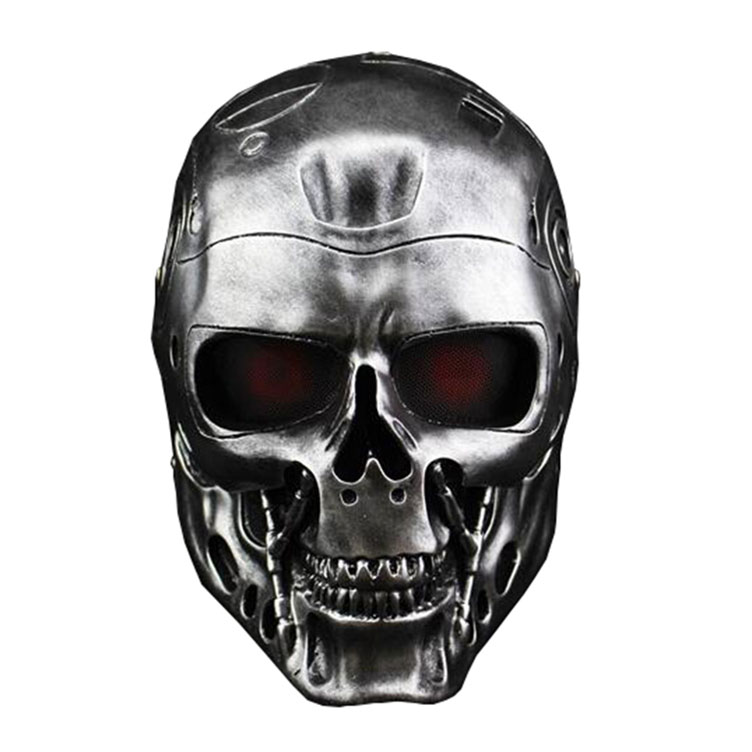 新树脂万圣节脸罩终结者面具T800机器人恐怖骷髅面罩爱好收藏道具