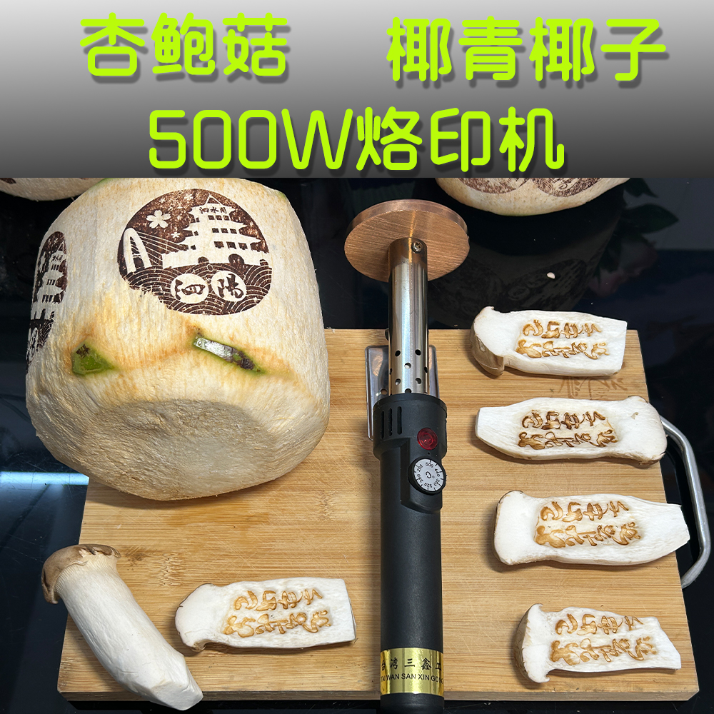三鑫椰青椰子杏鲍菇鸡腿菇便携可调温烙印机烧烤水果店印logo图案