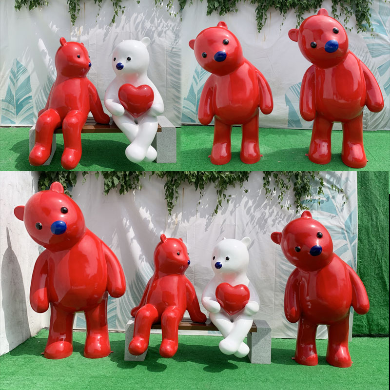 玻璃钢网红张占占熊雕塑摆件落地装饰品定制卡通动物公仔吉祥物IP