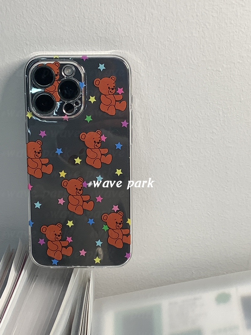 海浪公园【拍三免一】小熊和星星适用于iPhone15promax手机壳tpu透明软壳三星