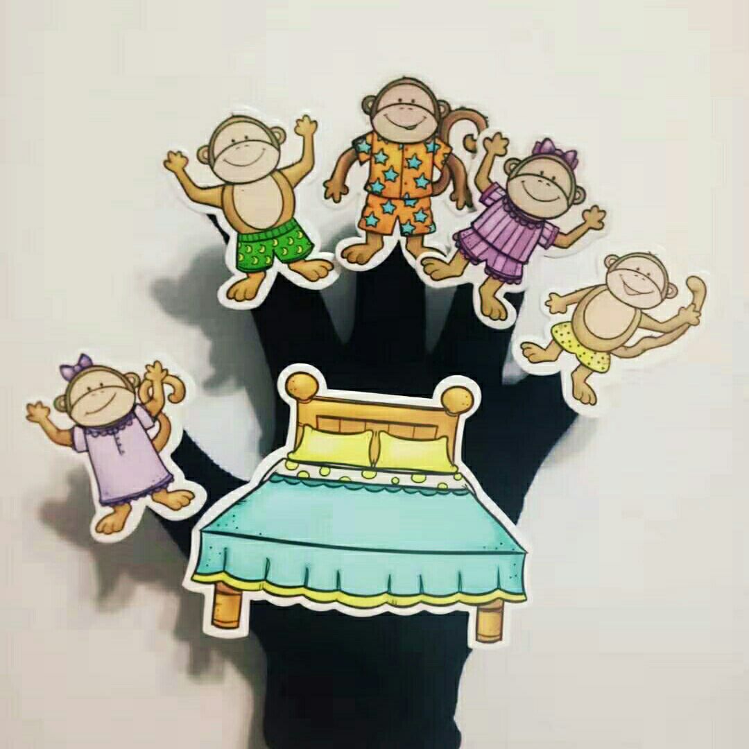 five little monkeys jumping on the bed五只猴子歌曲教具