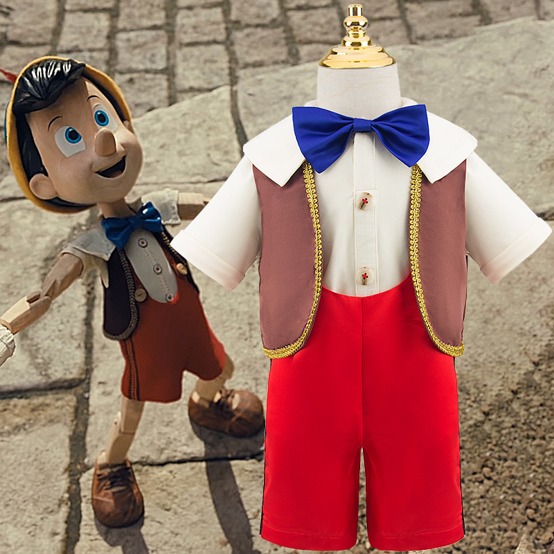 新款儿童长鼻子匹诺曹扮演服万圣节迪士尼男童皮诺曹cos活动表演