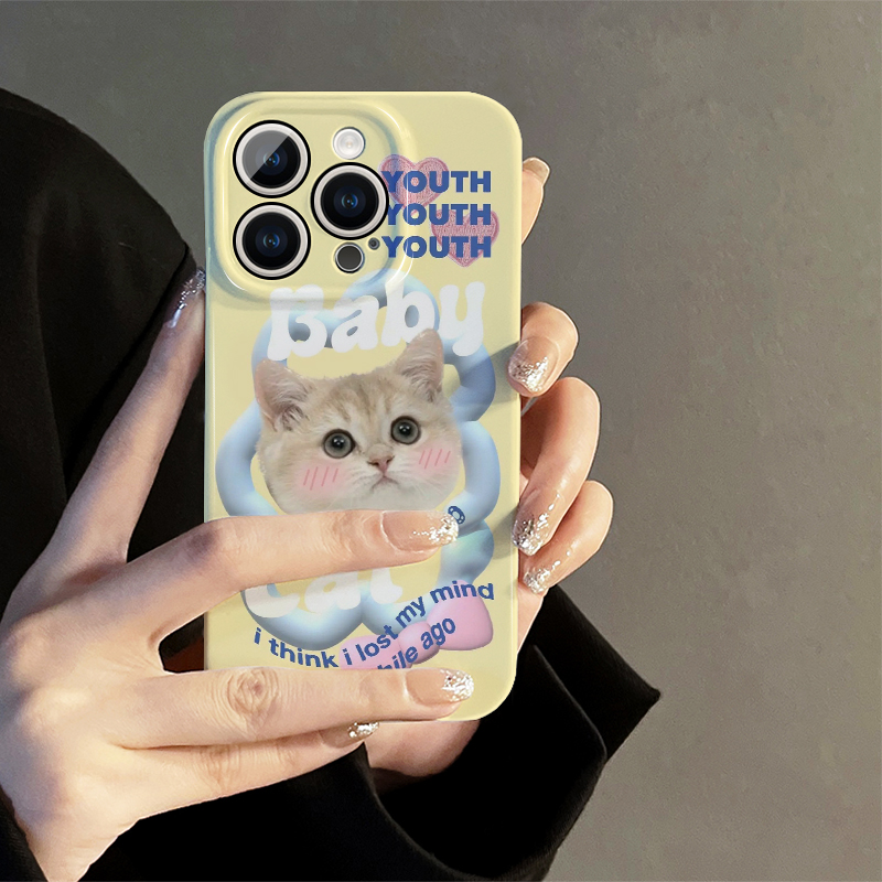 适用于iphone15promax苹果15手机壳11猫咪头像新款13/14pro的菲林壳xr网红情侣xs高级感12卡通创意个性防摔套