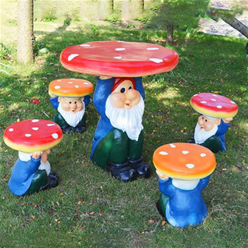 小区庭院花园幼儿园林景观雕塑装饰摆件户外玻璃钢蘑菇桌椅座椅