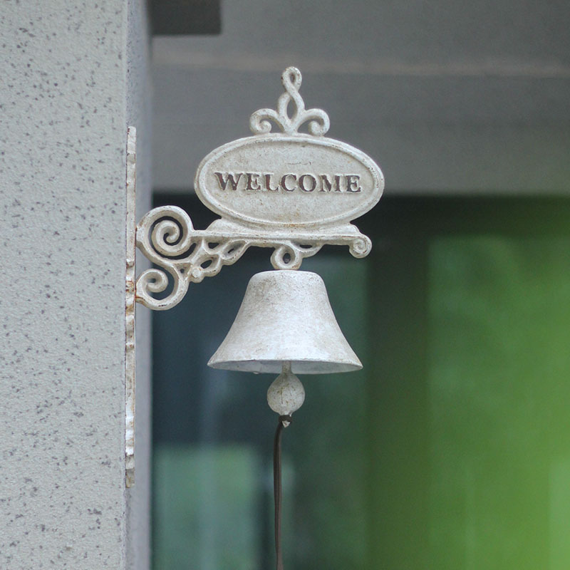 户外复古做旧铸铁壁挂铃铛欢迎牌杂货日式花园装饰摇铃欧式挂件
