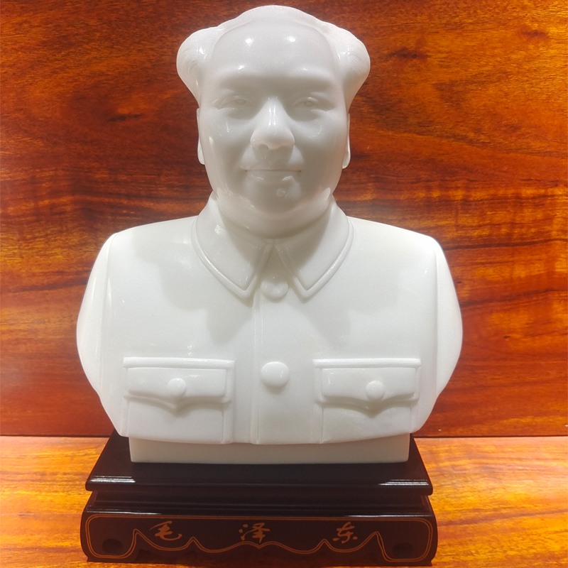 汉白玉毛泽东石雕毛主席胸像半身像伟人头像办公室客厅工艺品摆饰