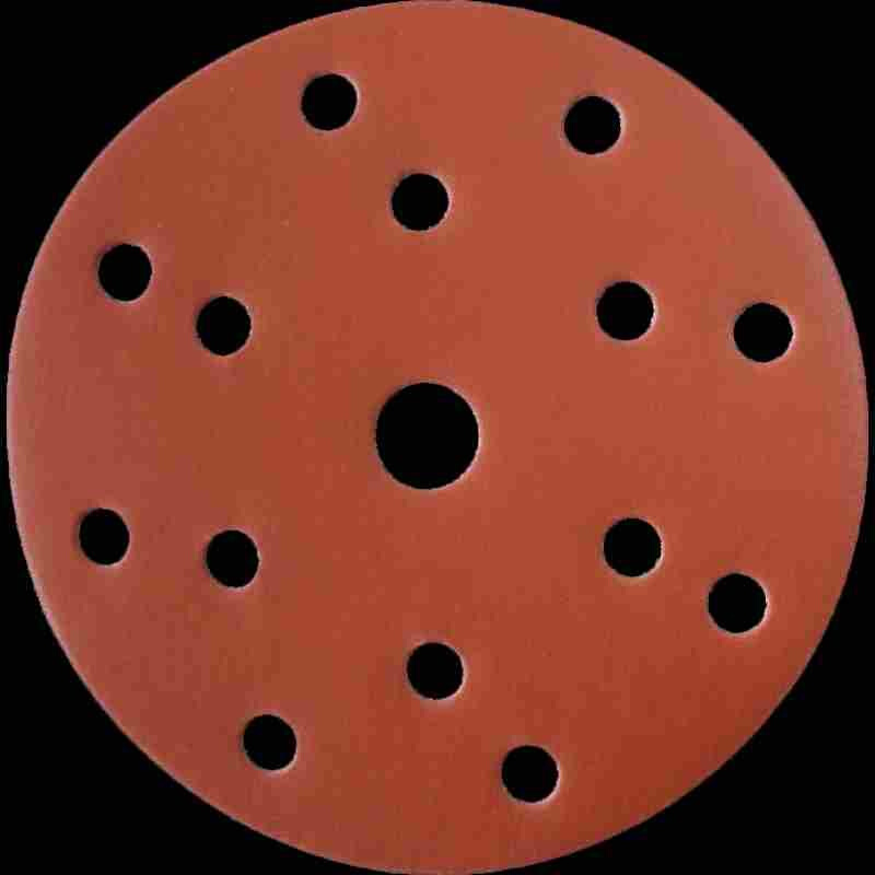 网红橙砂6寸15孔干磨砂纸陶瓷锆钢玉植绒圆盘磨片腻子打磨抛光砂