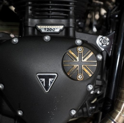原装进口 英国motone凯旋车型通用 米字旗黄铜发电机发动机装饰盖