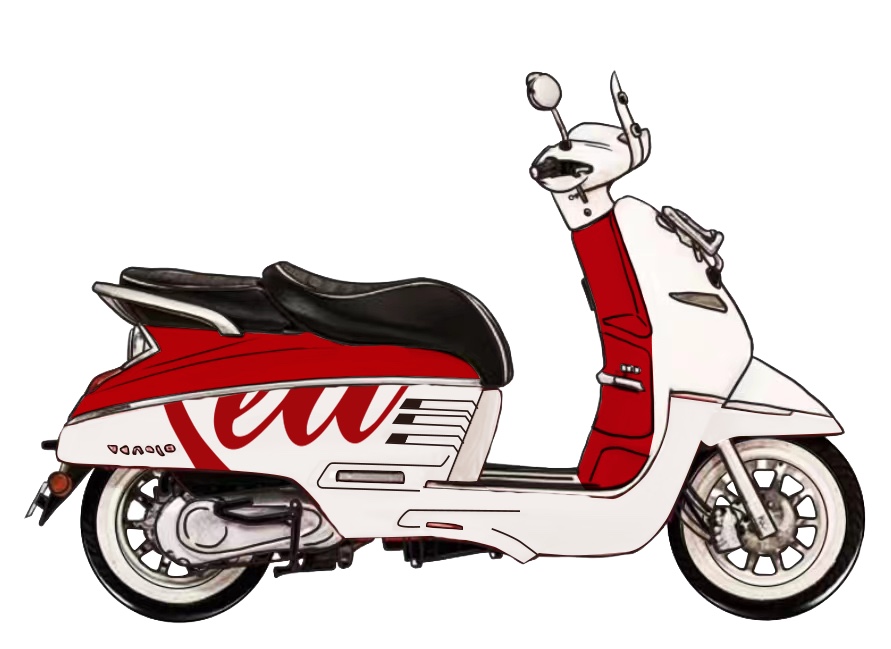 姜戈摩托车Q版插画钥匙扣复古机车踏板挂件插画设计定制Vespa川崎