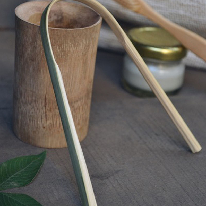 印度阿育吠陀Bamboo Tongue Cleaner竹子刮舌器舌苔清洁搭配油拔