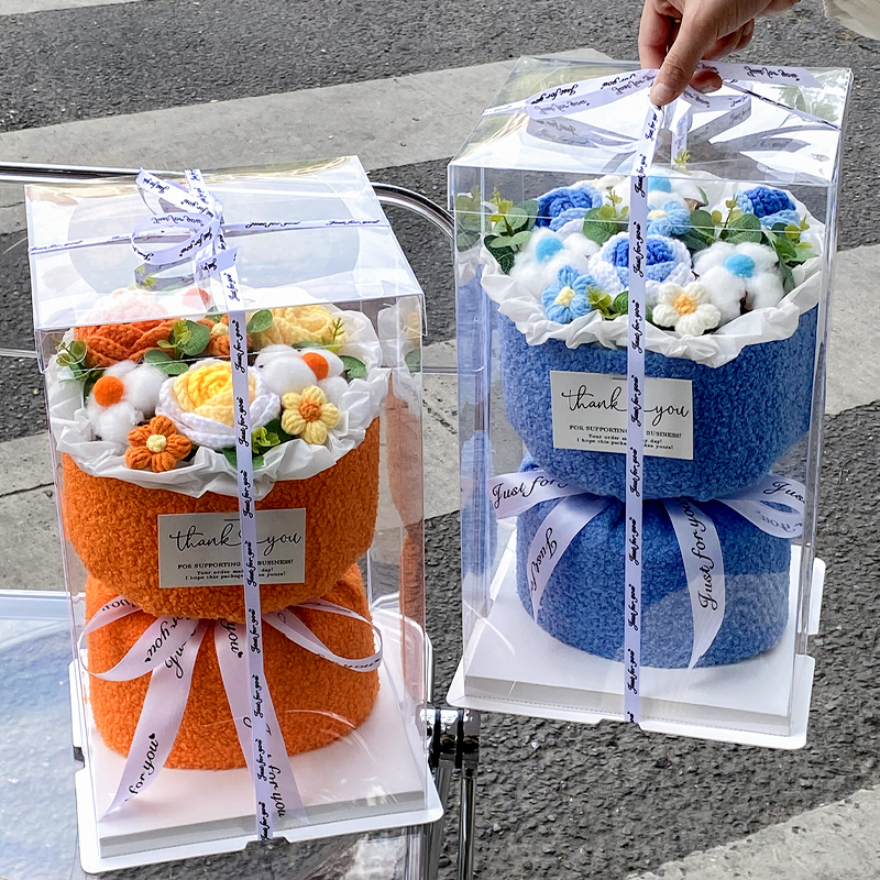 母亲节手工编织创意玫瑰花束礼盒成品毛线花成人礼生日礼物毕业季