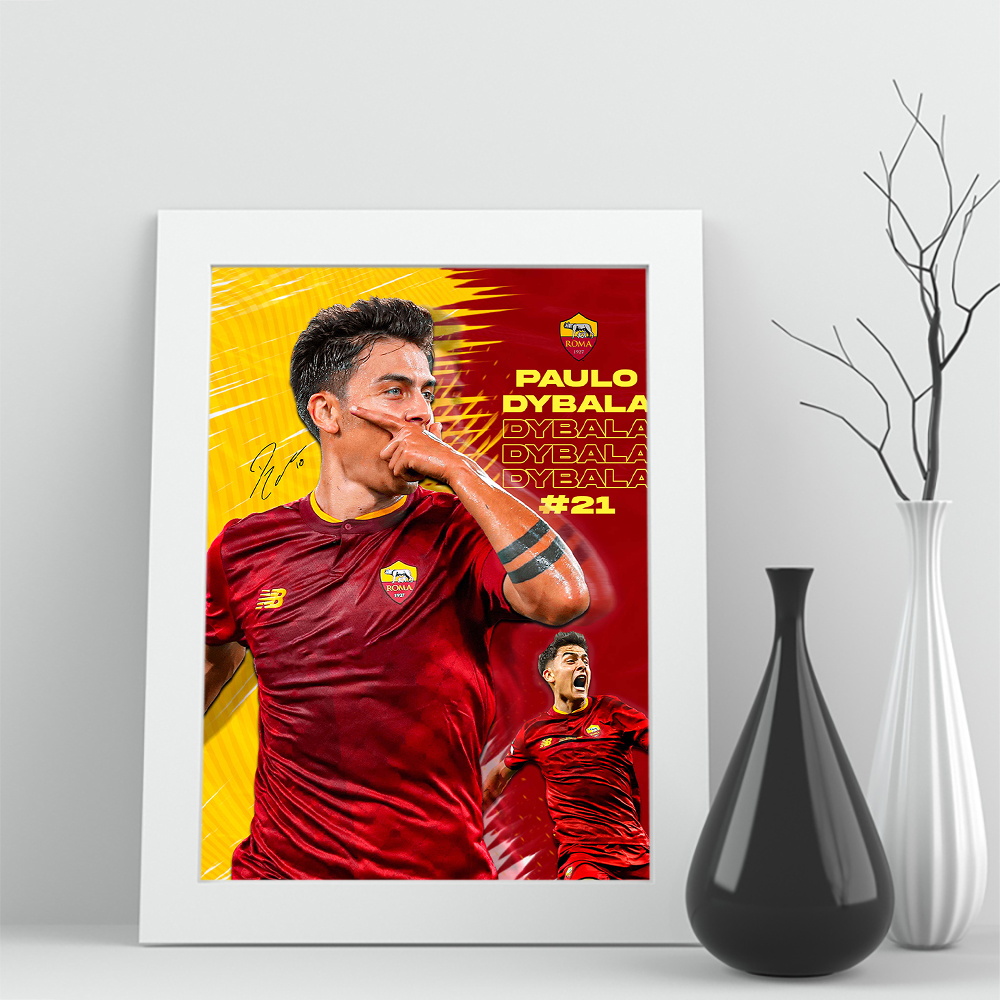 09迪巴拉相框罗马意甲礼物照片球迷实木足球装饰墙桌摆件周边签名