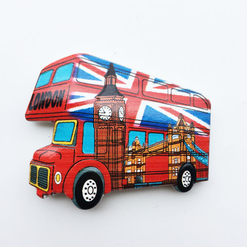 英国首都伦敦双层巴士国旗地标创意旅游纪念装饰工艺品磁性冰箱贴
