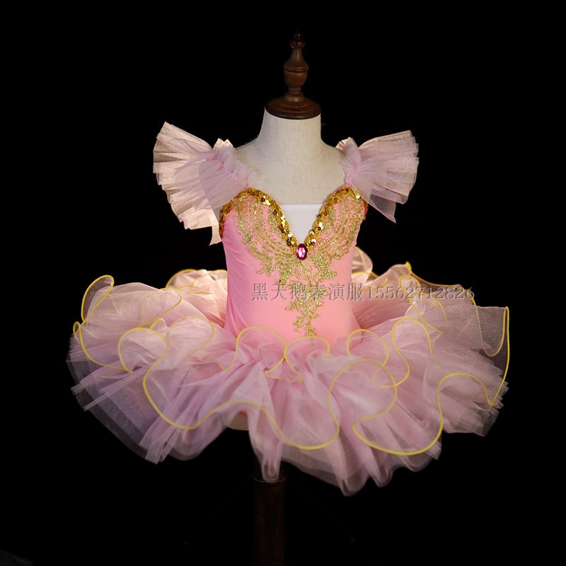 六一儿童芭蕾舞蹈裙女童小天鹅表演服软纱裙新款公主裙蓬蓬演出服