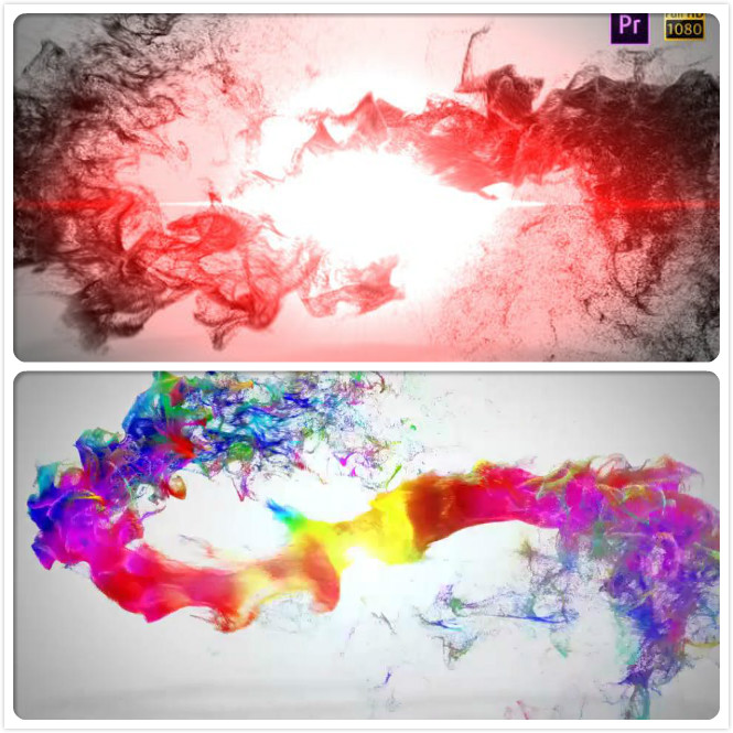 粒子追踪水墨彩色烟雾特效动画LOGO标志视频片头制作PR模板素材