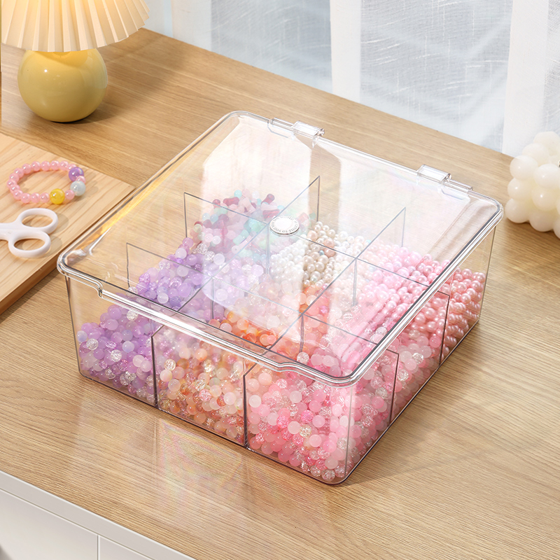 串珠收纳盒亚克力透明放琉璃米散珠子手工DIY材料链饰品多格置物