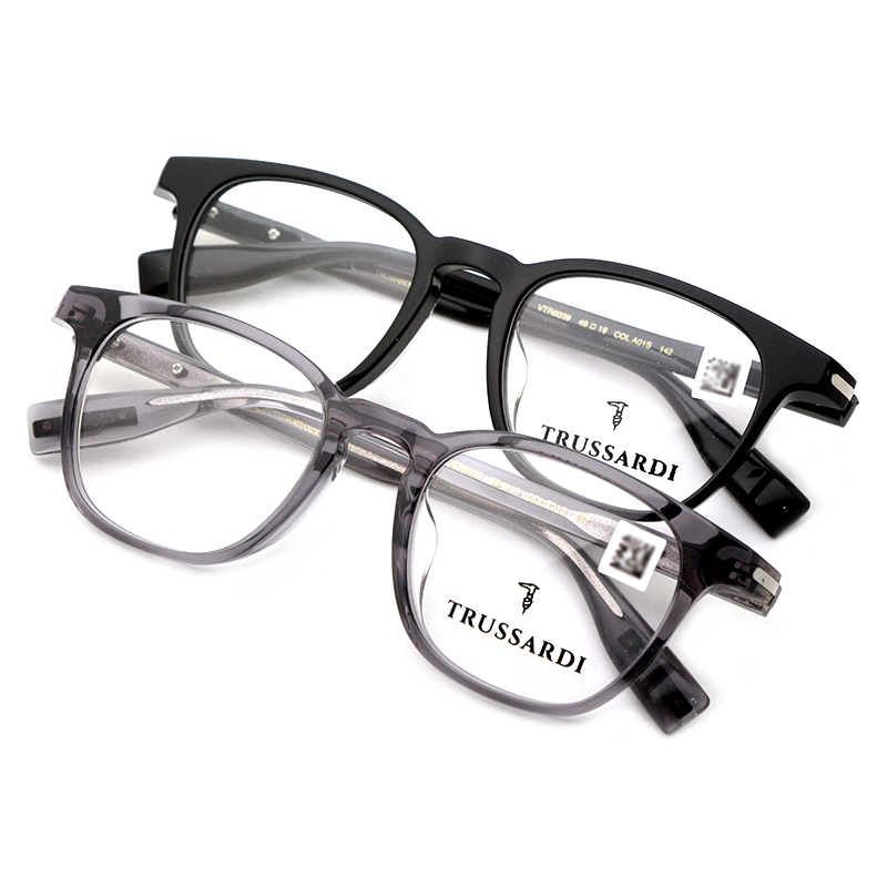 TRUSSARDI杜鲁萨迪时尚镜框男女大框透明黑框近视眼镜架VTR6039