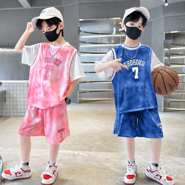 儿童篮球服速干套装灌篮高手7号球衣湘北队运动训练服女童假两件