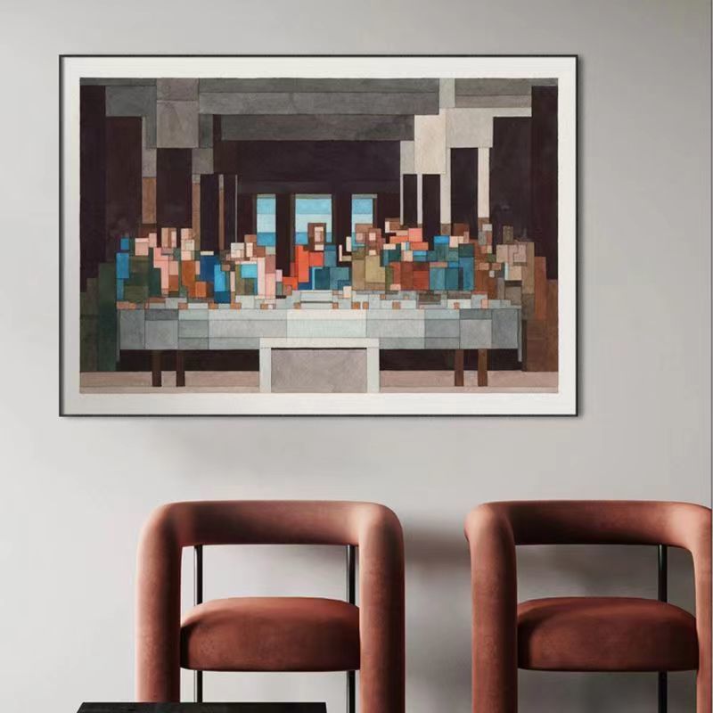 亚当+李斯特世界名画水粉艺术挂画小众像素马赛克餐厅玄关装饰画