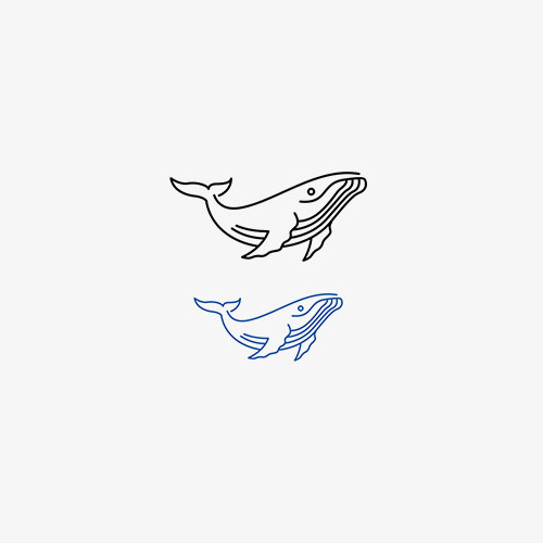海洋鲸鱼黑色蓝色简笔画纹身贴脚踝手腕小清新纹身贴纸