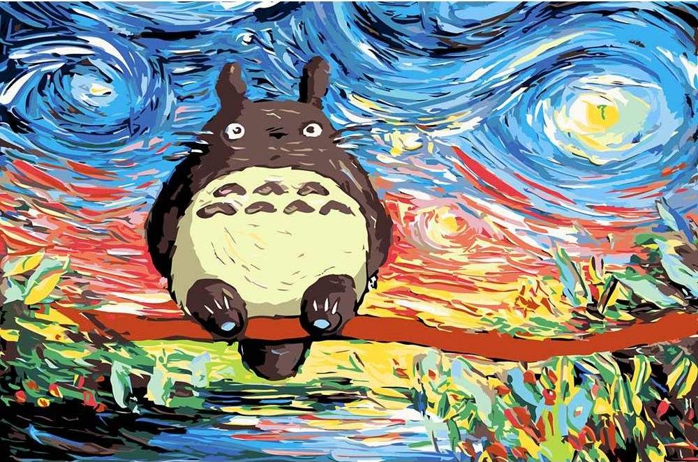 数字油画diy风景动物填色手工绘油彩装饰画龙猫