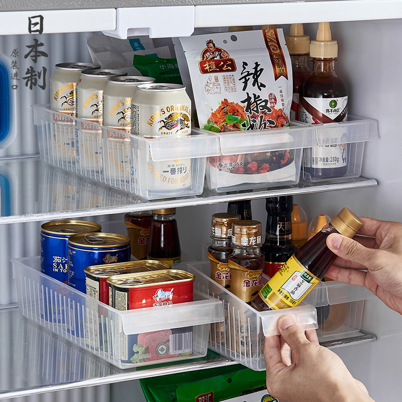 日本进口冰箱收纳盒抽屉式啤酒饮料专用整理盒厨房调料瓶储物神器
