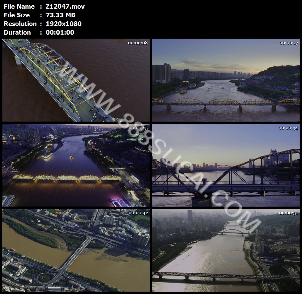 中山桥跨越黄河大桥兰州城市航拍大景高清实拍视频素材