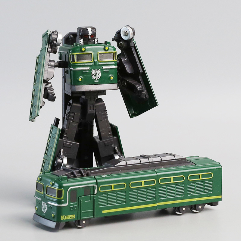 合金变形火车机器人高铁战士工程车玩具车绿皮金刚男孩变身复兴号