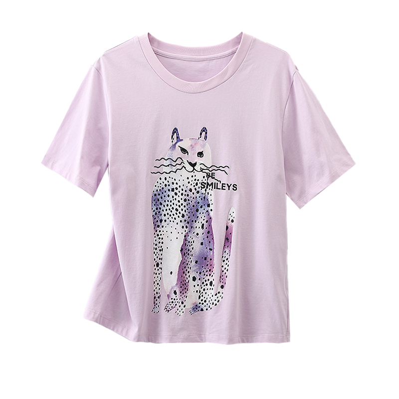 专柜339元UC系列卡通可爱小猫棉质百搭简单T恤当季夏季新品女装