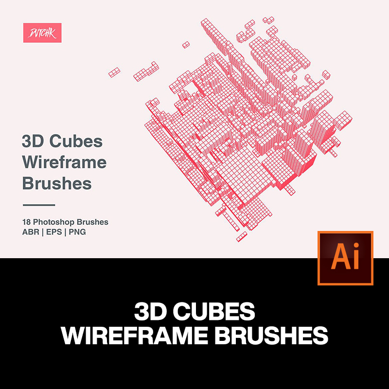 18款3D立体线框几何立方体抽象建筑结构科幻海报背景底纹图片素材