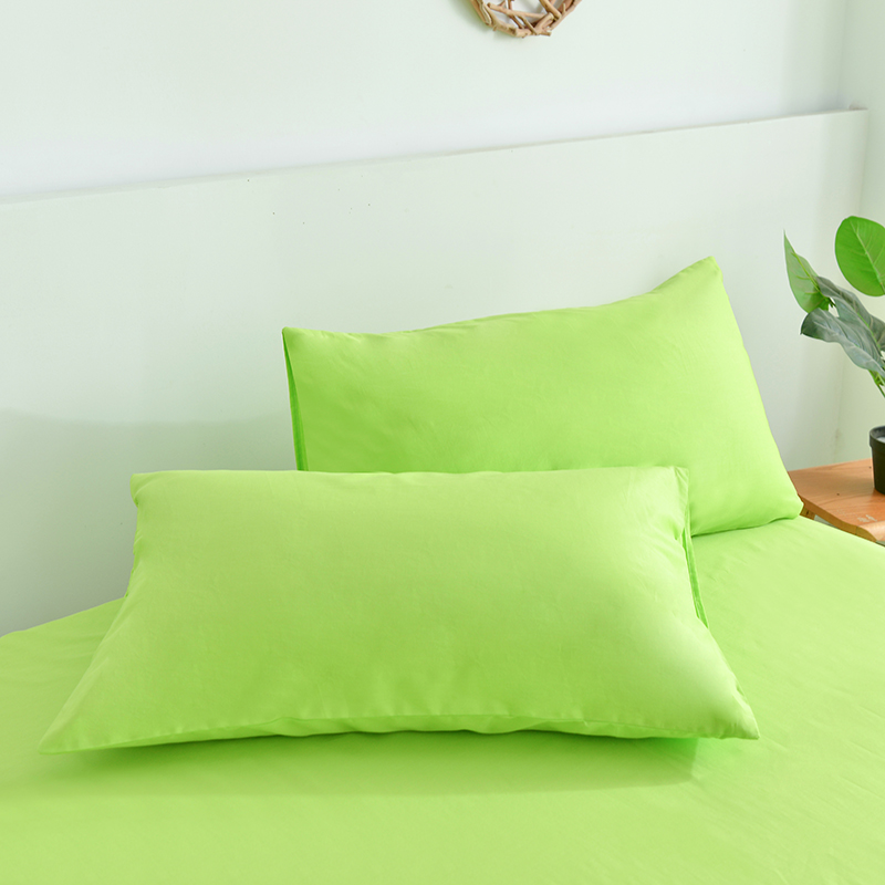 四季款全棉素色浅果绿色单品枕套纯棉斜纹环保印染纯色绿色枕头套