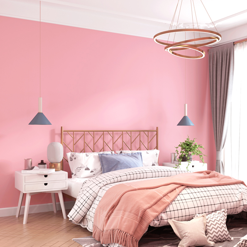 粉色墙纸 卧室公主粉可爱少女心北欧ins风卧室网红脏粉色纯色壁纸