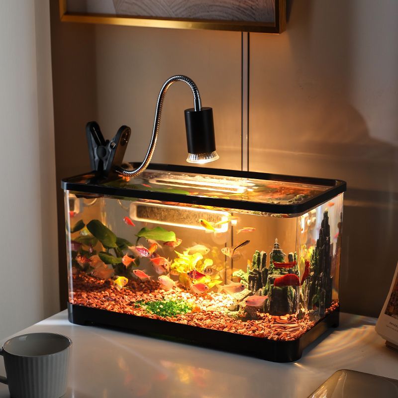 高清透明鱼缸家用桌面水族箱生态造景塑料金鱼缸乌龟缸超白中小型