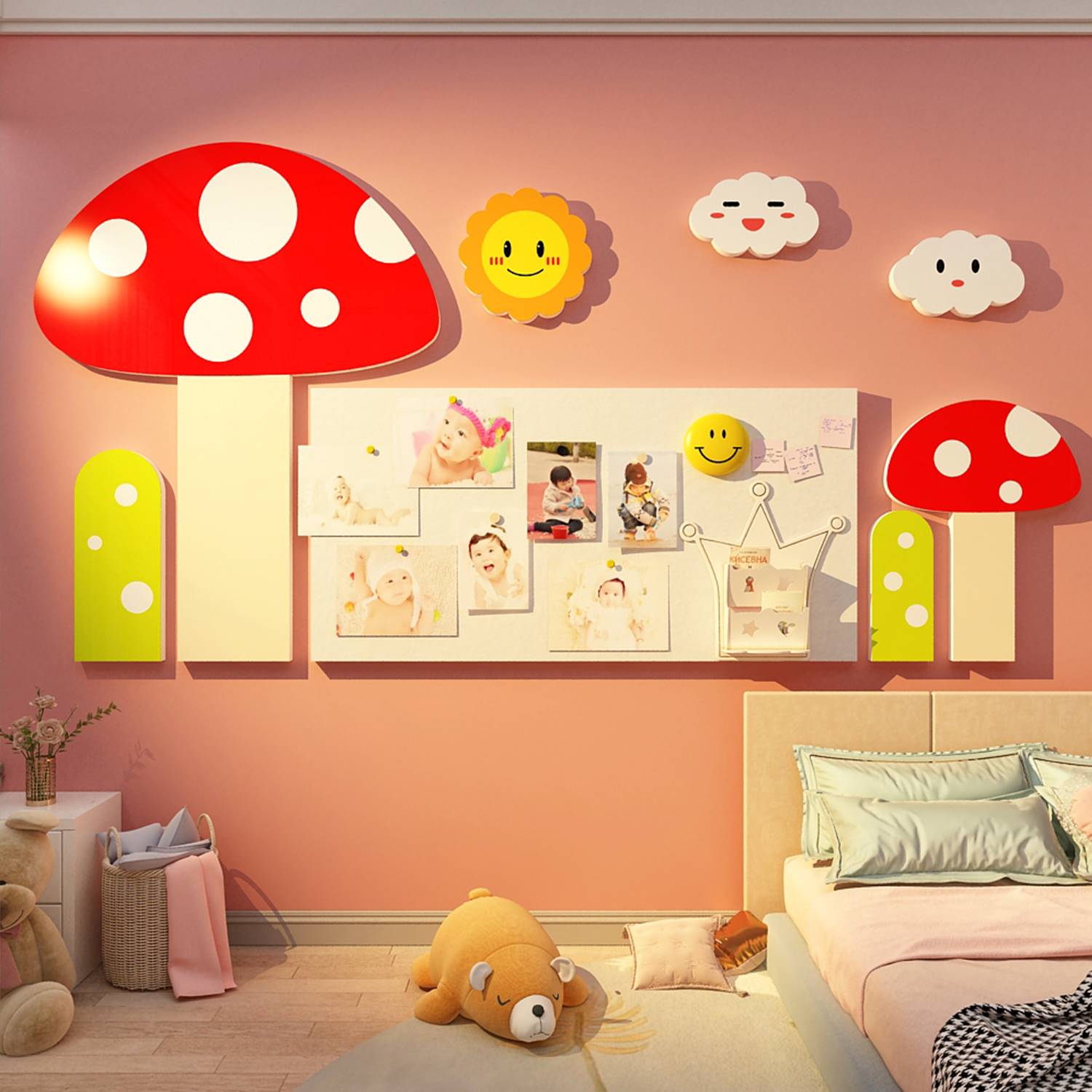 毛毡板照片展示贴网红婴儿童房间布置装饰公主卧室墙面女孩床头画
