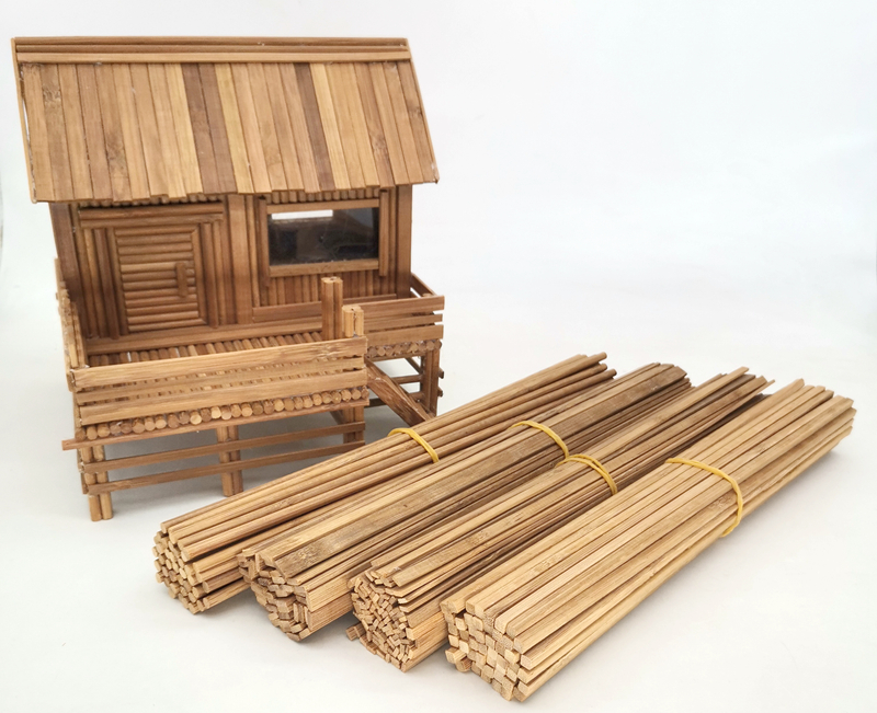 diy手工模型制作材料碳色方扁圆竹签竹棒竹片立体构成建筑小木屋