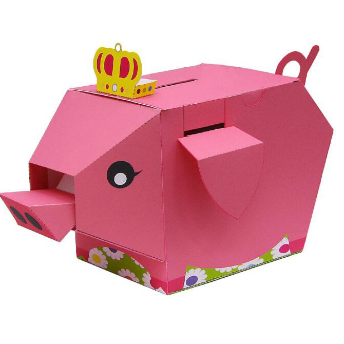 动态的小猪存钱罐可动3d立体纸模型DIY手工制作儿童益智折纸玩具