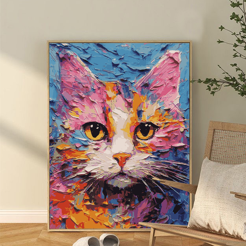 猫咪潮流艺术高级感数字油画diy填充涂色手工手绘丙烯油彩装饰画
