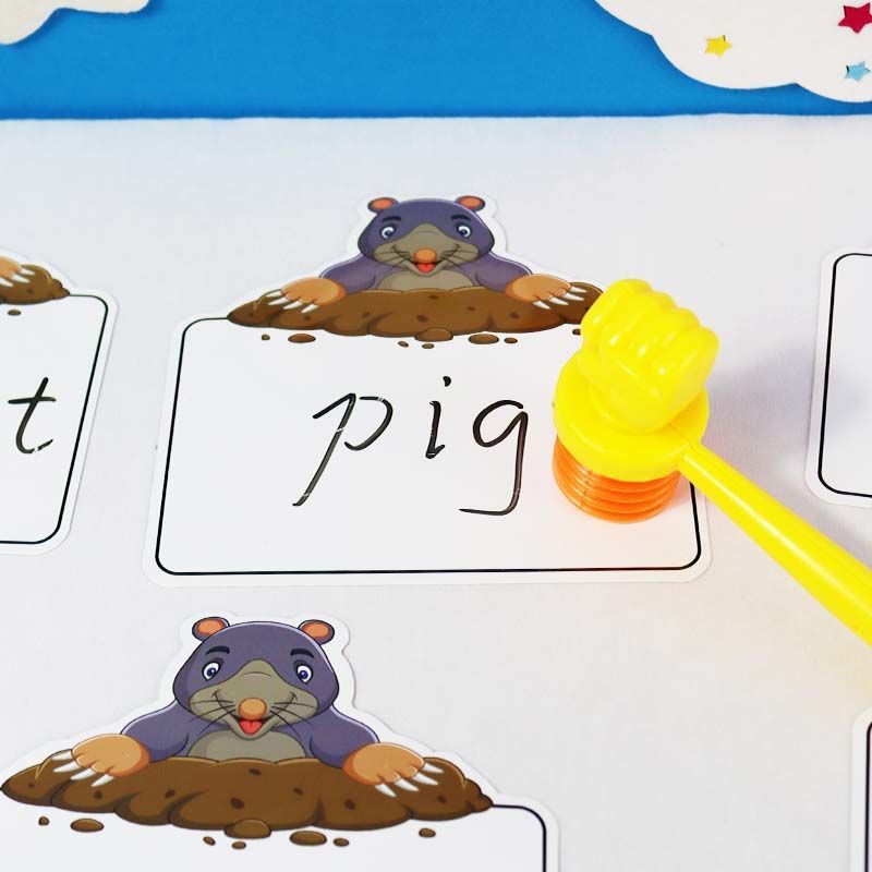 英文教具打地鼠课堂游戏教具识字道具可擦写卡片英语公开课幼儿园