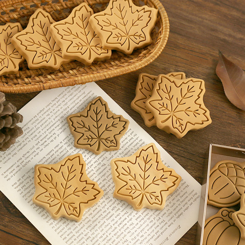 秋日风枫叶树叶曲奇饼干模具卡通松果南瓜感恩节家用翻糖烘焙工具