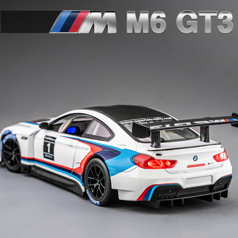彩珀宝马M6 GT3赛车合金车模摆件男孩礼物玩具车1:24仿真汽车模型